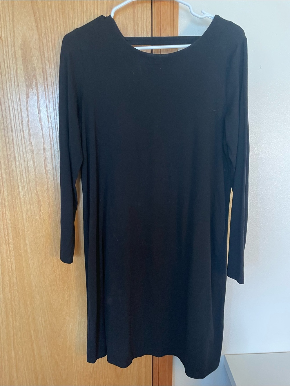 Eileen Fisher Black Long-Sleeve Shift Dress